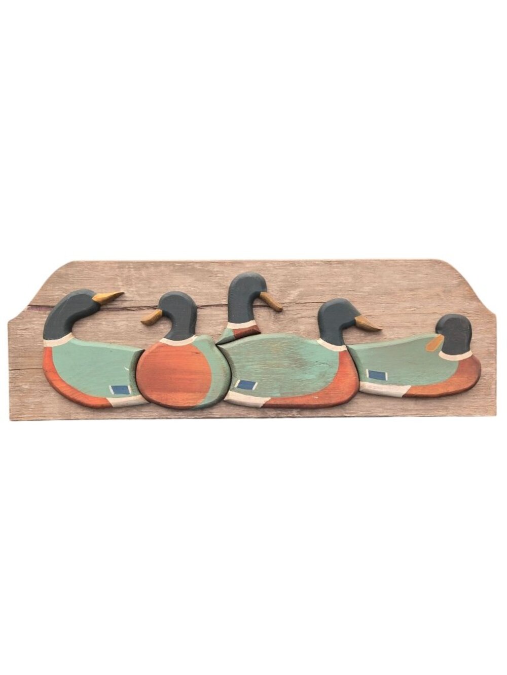Handcrafted Wood Mallard Duck Wall Art 1985 Cabin Cottagecore Farmhouse 36 inch